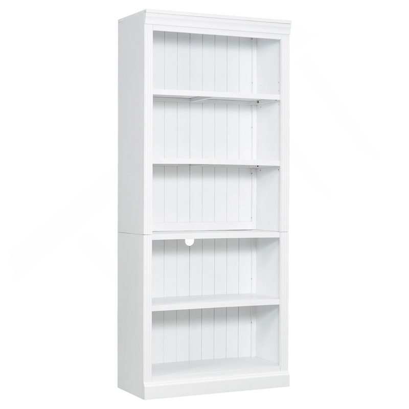 83" Tall Wood Bookcase Suite With Light Strip ,5-Tier Decor Bookcase Suite With Adjustable Shelves,Storage Organizer,Free Standing Storage Shelves Suite For Living Room,Home Office,White