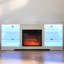 Meuble télé avec foyer électrique, armoire de rangement semi-fermée, charge, blanc, pour téléviseurs de 32 à 62 po