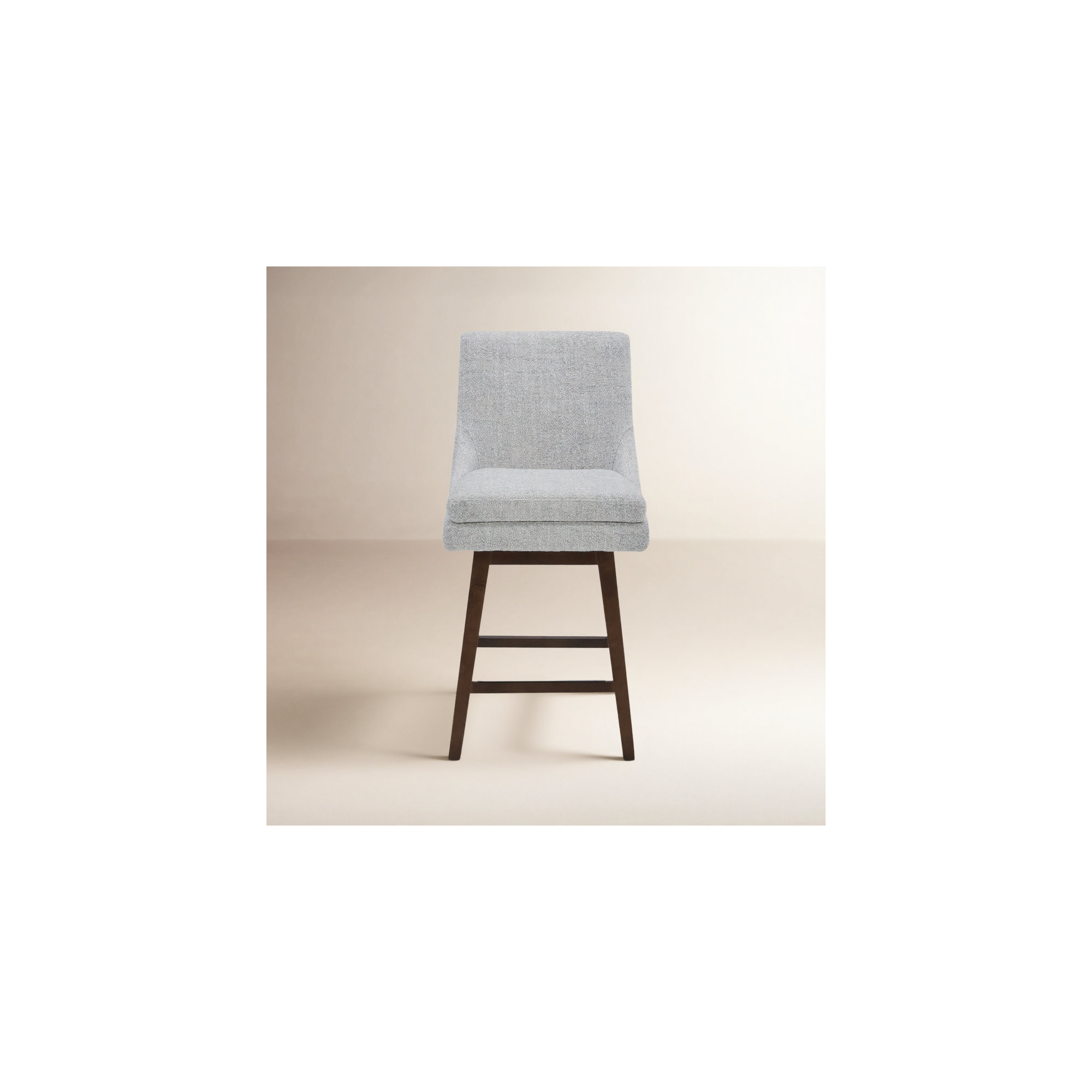 Zahara Upholstered Swivel Counter Stool, Nathan Gray Heathered/Walnut, Counter Stool (26” Seat Height)