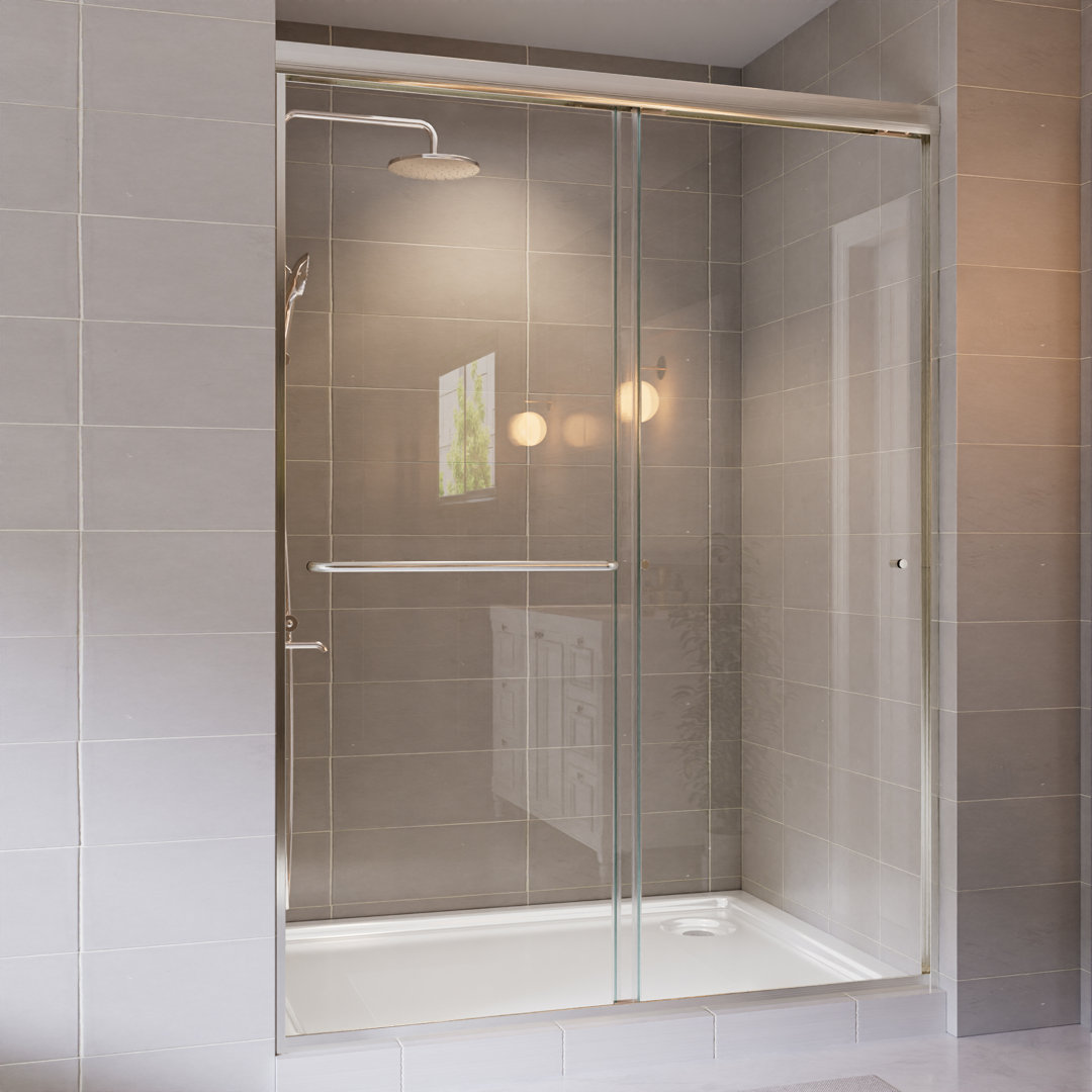 50'' - 54'' W x 72'' H Double Sliding Semi-Frameless Shower Door with SGCC Certified Clear Glass ExBrite 