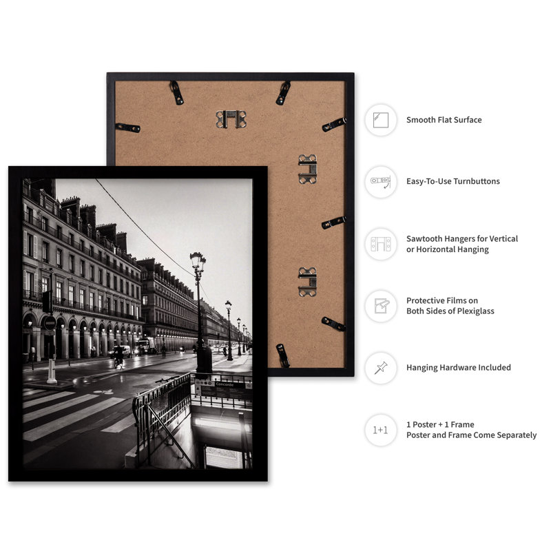 Paris Street, Black Framed, Poster, 11"H x 14"W