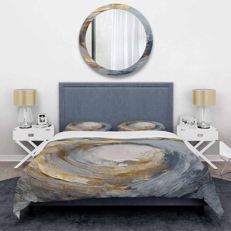 Ensemble de housse de couette or et bleu Vibrant Spirals IV - Abstract Spirals
