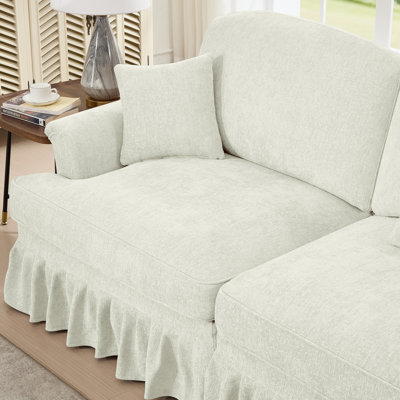 Ensemble de canapé classique 2 pièces avec accoudoirs évasés, volants amovibles et pieds fuselés pour un décor de salon élégant