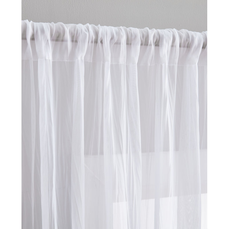 Paire de rideaux transparents avec passe-tringle Terylene, L 54 po x L 84 po, Blanc