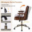 Chaise de bureau ergonomique pivotante en similicuir avec dossier en bois de noyer-499707215