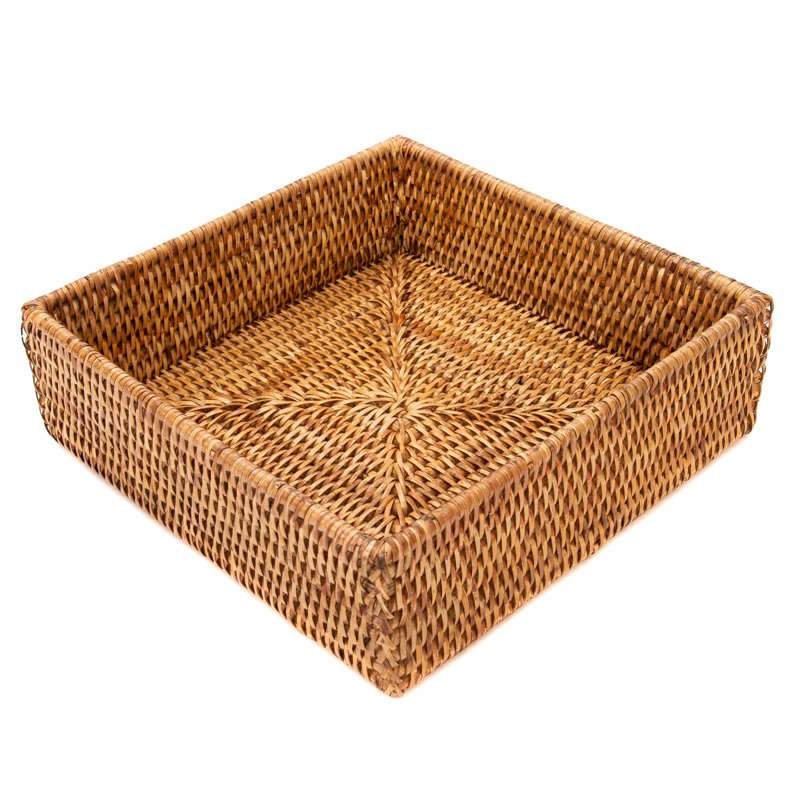 Honey Brown Rattan Square Napkin Holder