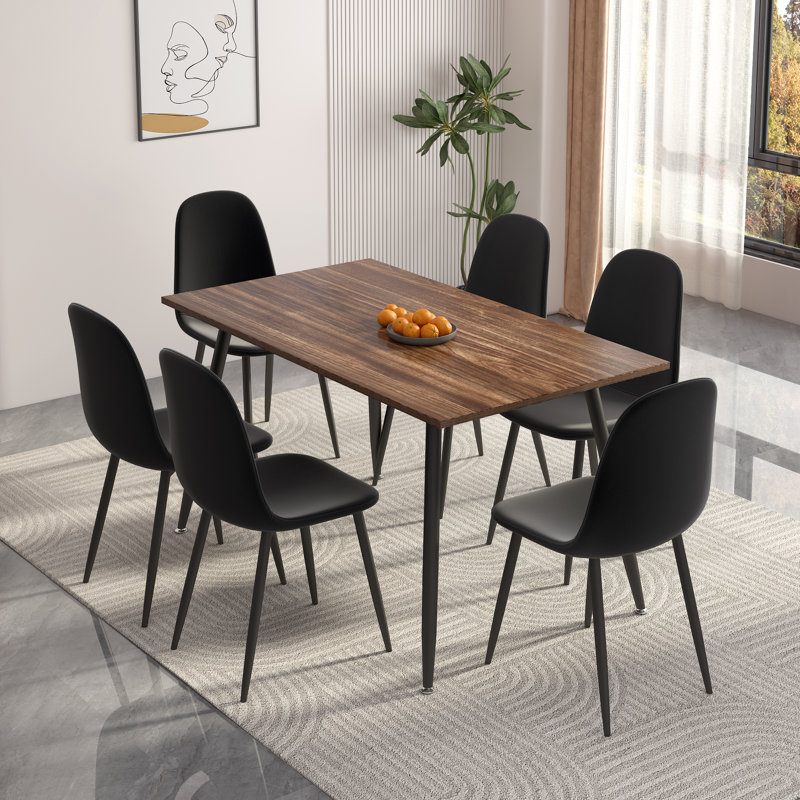 Ensemble de salle à manger en bois 51 po Jaiya, Noir, Ensemble repas 5 pièces, Chêne