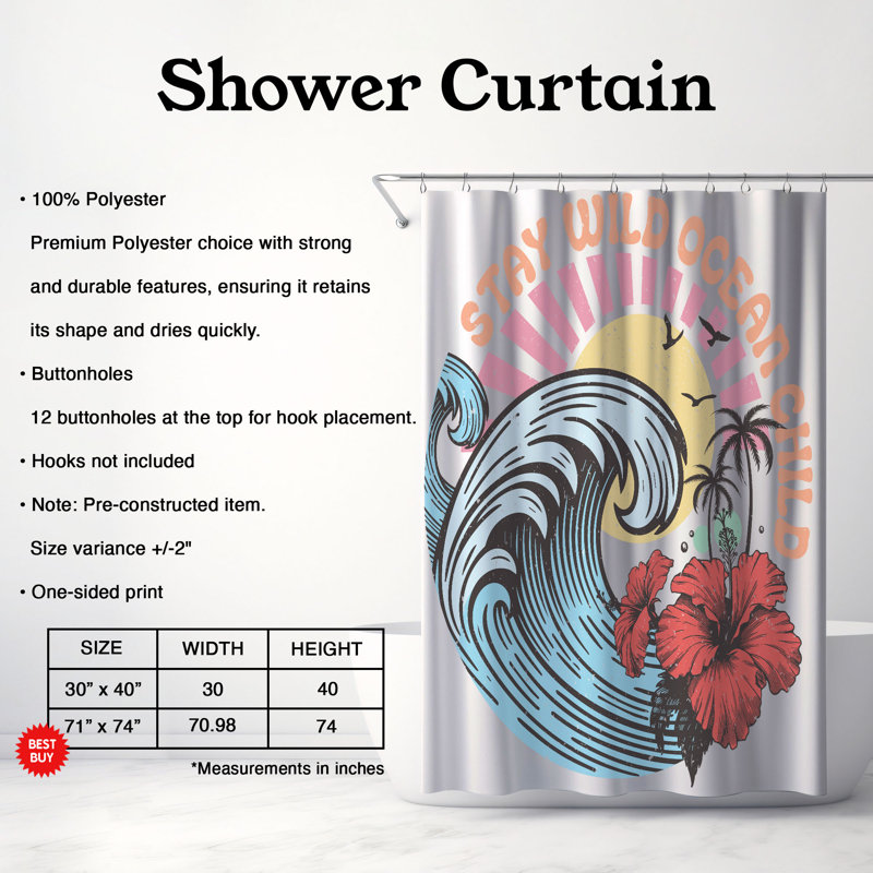 Dasaki Shower Curtain, 74"H x 71"W