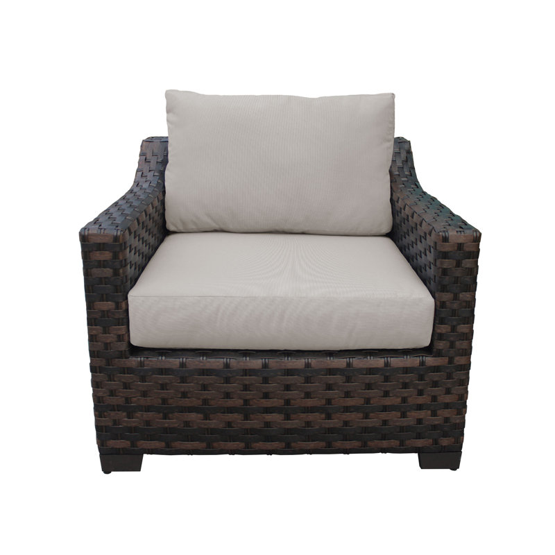 Walnut Wicker Outdoor Patio Chair Set with Cushions