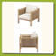 Chaise de patio d'extérieur en bois d'acacia avec accoudoirs et coussins tissés en osier PE