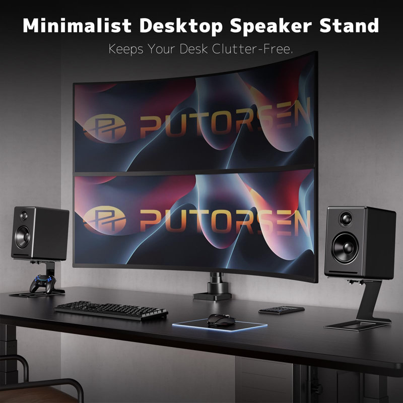 Desk Speaker Stands for Most Bookshelf Speakers, Depth up to 7.71 in, 1 Pair