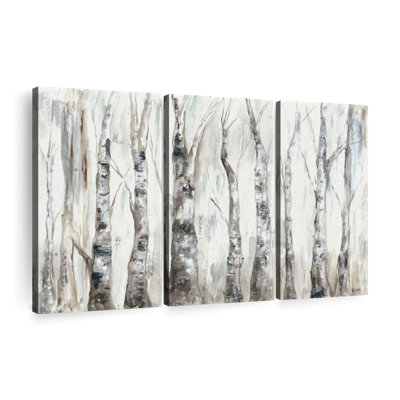 «Winter Aspen Trunks Neutral», 3 pièces sur toile