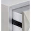 Armoire design avec façade à 3 tiroirs en losange argenté et résine champagne