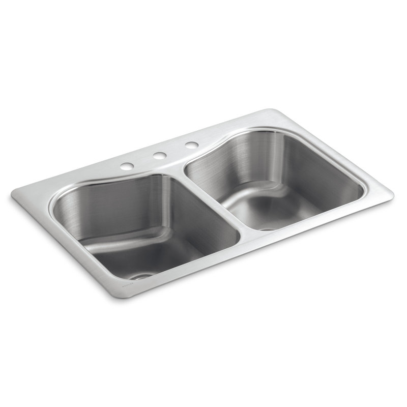 Staccato 33" L x 22" W Drop-In Kitchen Sink with Single Faucet Hole, 3 hole