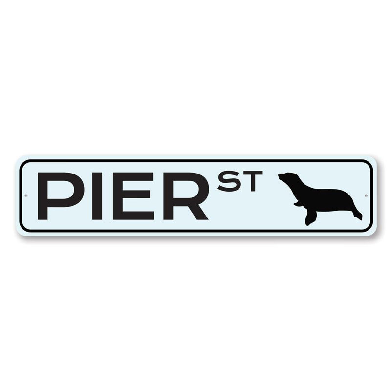 Enseigne en aluminium Pier Street, H 4 po x l 18 po x P 0,04 po