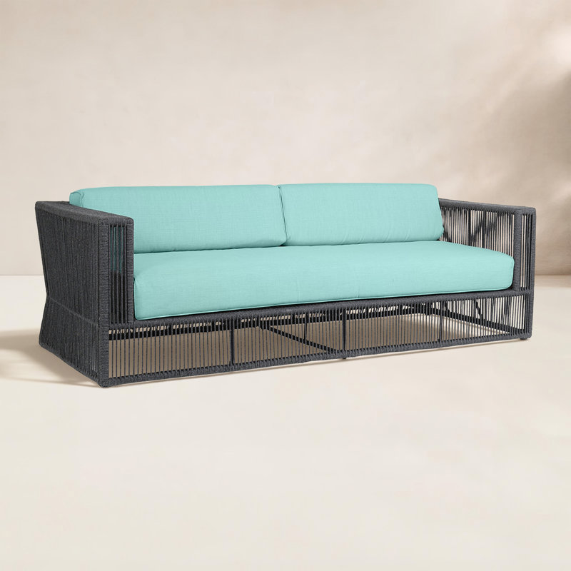 Vanderpool Zelie Patio Sofa with Sunbrella Cushions, Dupione Celeste Sunbrella®