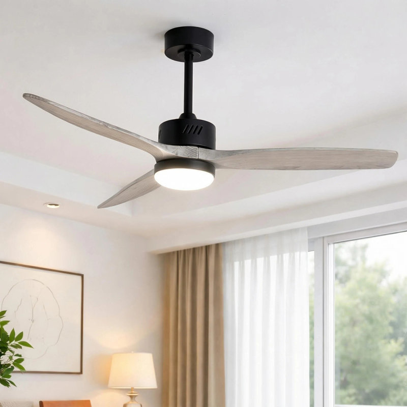 AuraVista 52" Modern 3-Blade Ceiling Fan with Light Kit & Remote Control – Downrod Mount for Stylish Airflow, Matte Black