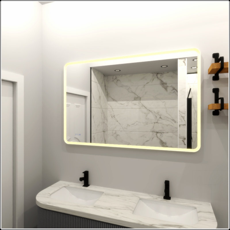 Miroir de salle de bain 60 x 36 pouces à DEL à intensité variable avec fonction antibuée, mémoire et réglage continu de la température de couleur