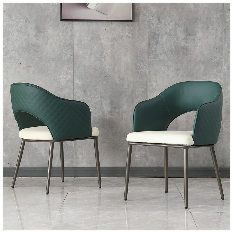Ensemble de 2 chaises de salle à manger en similicuir moderne avec pieds en métal