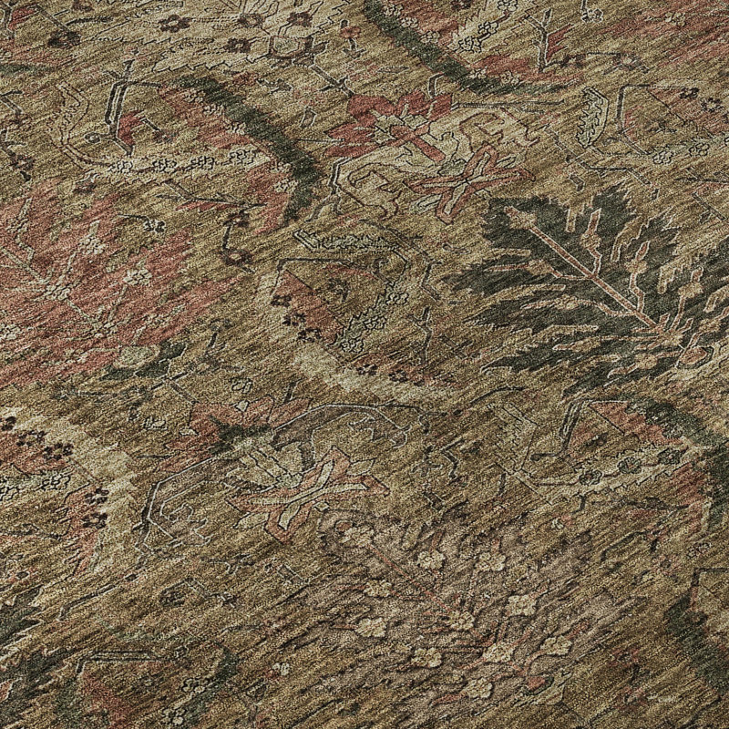 Premium Machine Washable Dahl AMF1082 Damask Rug, Runner 2'3" x 7'6"