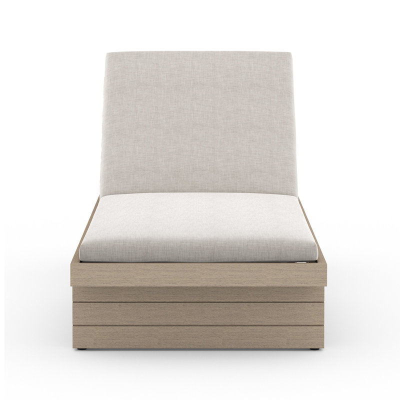 Leroy Outdoor Teak Chaise Lounge, Stone Gray, Brown