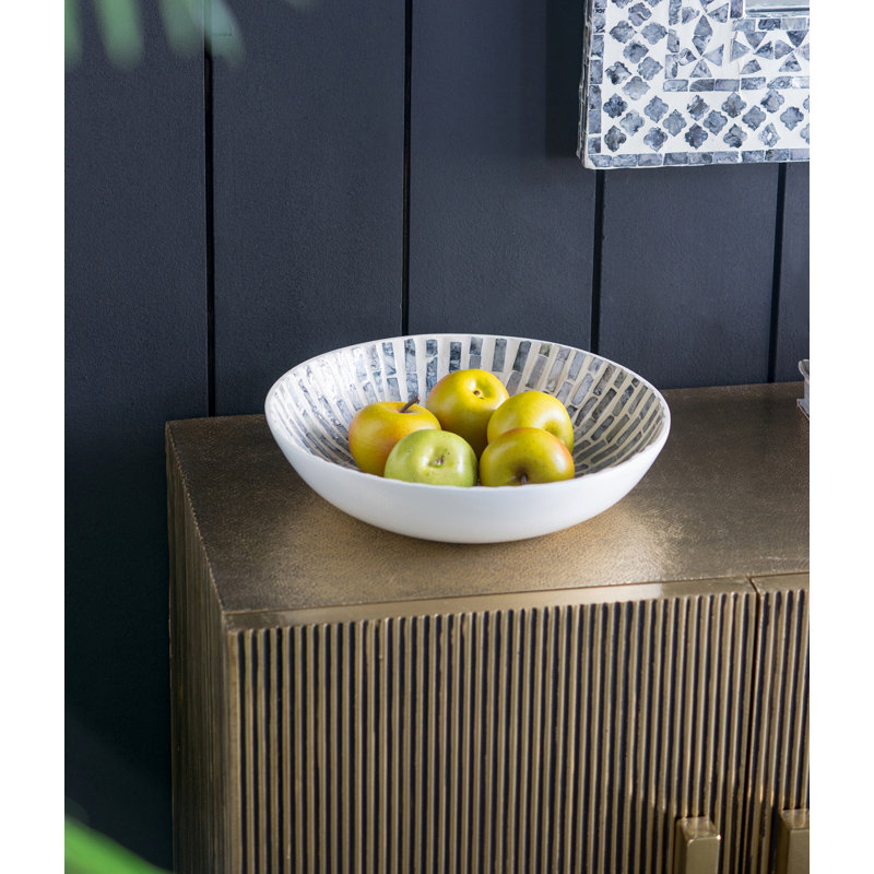 Bol décoratif en bois massif noir / blanc