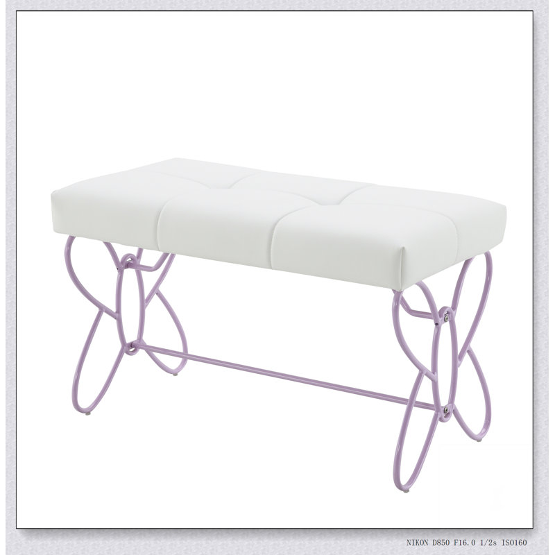 Banc en cuir synthétique blanc et violet Priya II