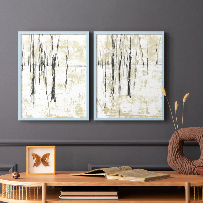 Impression encadrée Gilded Forest I-Premium - prête à être accrochée - aucun clou requis - aucun clou requis, Bleu