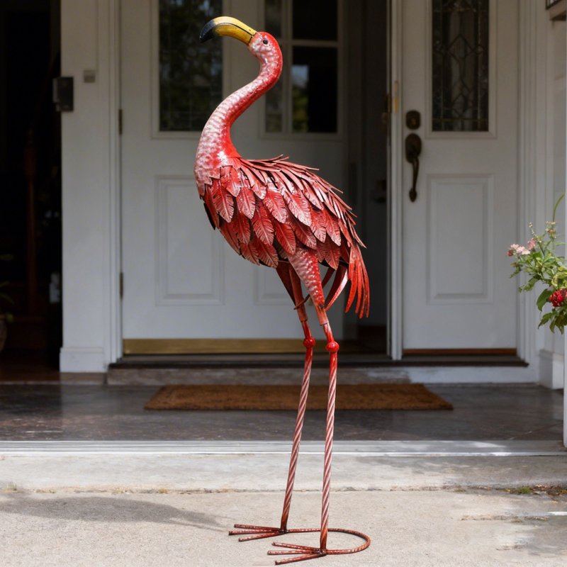 Statue de gradin en métal Hurtsboro Flamingo