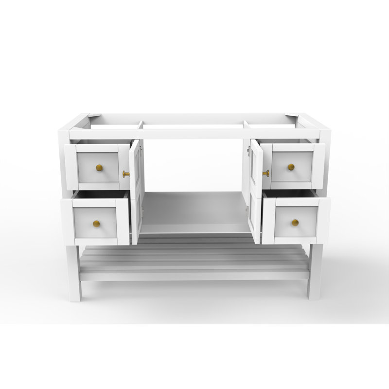 Meuble-lavabo de 48 po Anneus (base seulement), Blanc, Or
