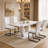 Modern Faux Marble Rectangular Dining Table With Pedestal Base