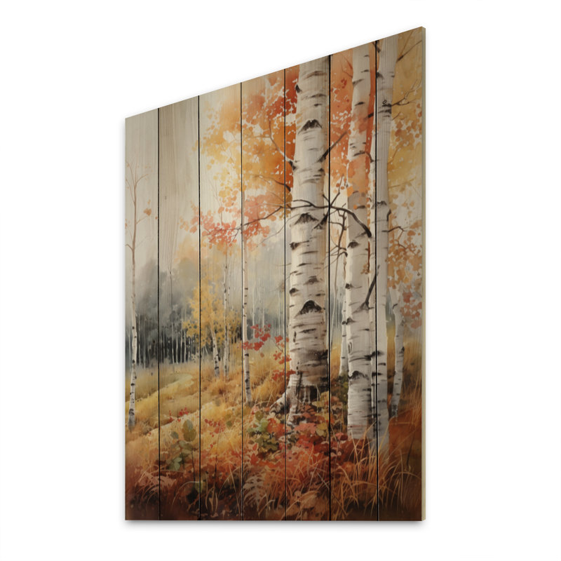 Birch Woods, tapisserie d'automne, impression sur bois, H 20 po x l 10 po x P 0,78 po