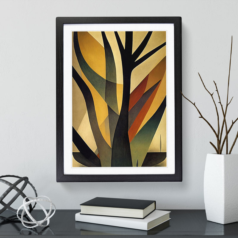 Splendid Abstract Tree No.1 - Wall Art, Black Framed, 64cm H x 46cm W x 2cm D