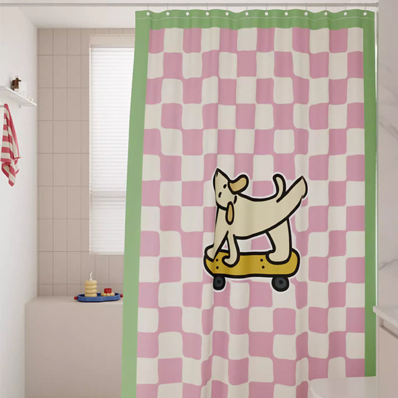Rideau de douche en polyester avec crochets