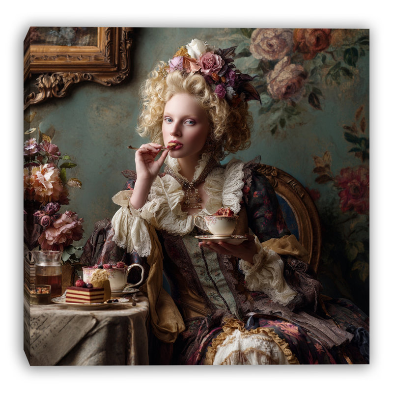 Art mural sur toile tendue Tea Time Elegance, L 20 po x H 20 po x P 1,5 po