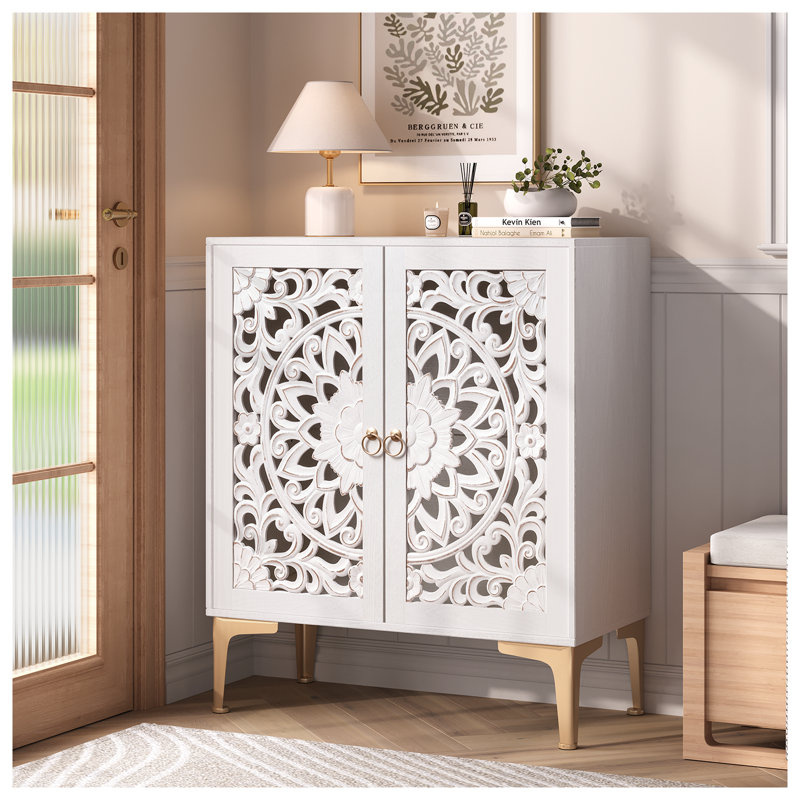 Commode d'appoint blanche, armoire d'appoint avec portes, buffet pour le salon