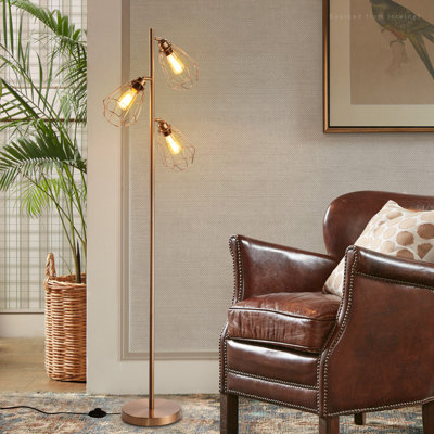 Ibis 65'' Antique Red Copper Tree Floor Lamp Set