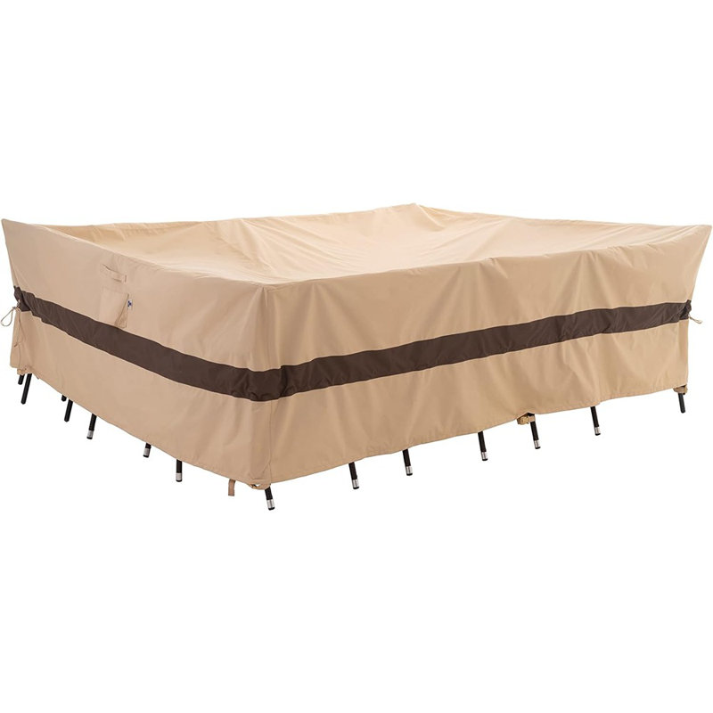 Coffee Heavy-Duty Patio Table Cover, 136X88x36in, Waterproof, Wind-Resistant, Anti-Fade - Ideal For Sectional Outdoor Furniture Sets