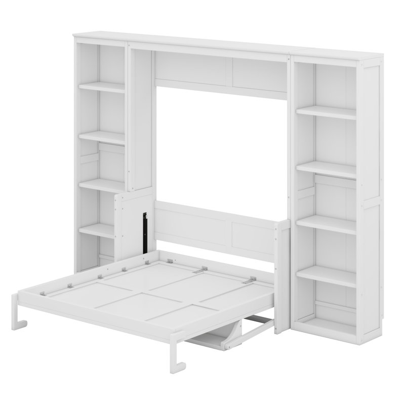 Lit escamotable avec bureau et bibliothèque Murphy, Blanc