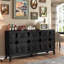 Buffet 60,5 "Mid Century Modern Buffet avec rangement, meuble télé, armoire de rangement avec 4 portes et tablettes réglables pour la cuisine, le salon, le vestibule, noir