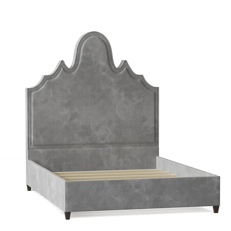 Amalie Upholstered Bed, California King, Bella Black Performance Velvet, Brown Mahogany
