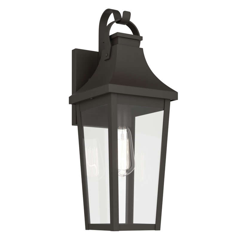Cleary 20" 1-Light Outdoor Wall Light with Clear Glass in Olde Bronze, 20" H x 7" W x 8" D, Bronze
