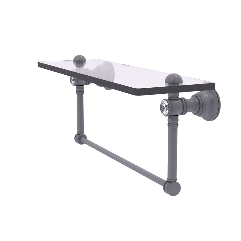 Tablette avec porte-serviettes Freyja, Gris mat, H 5,54 po x l 16 po x P 7 po