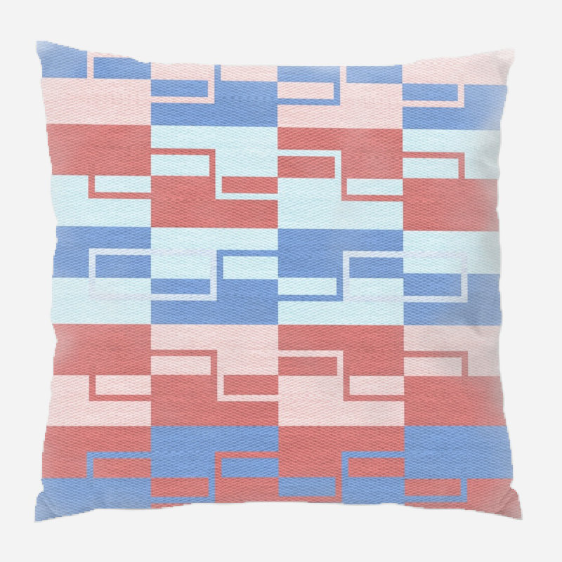Coussin décoratif en tissu, Bleu / rouge / rose