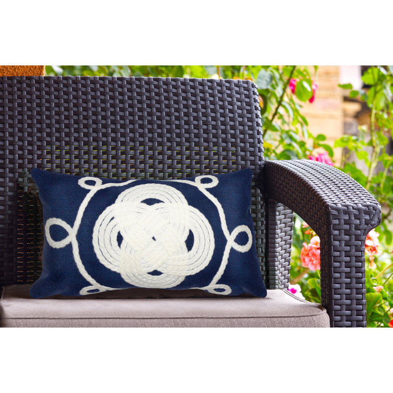 Vision II Embroidered Outdoor Throw Pillow, Navy