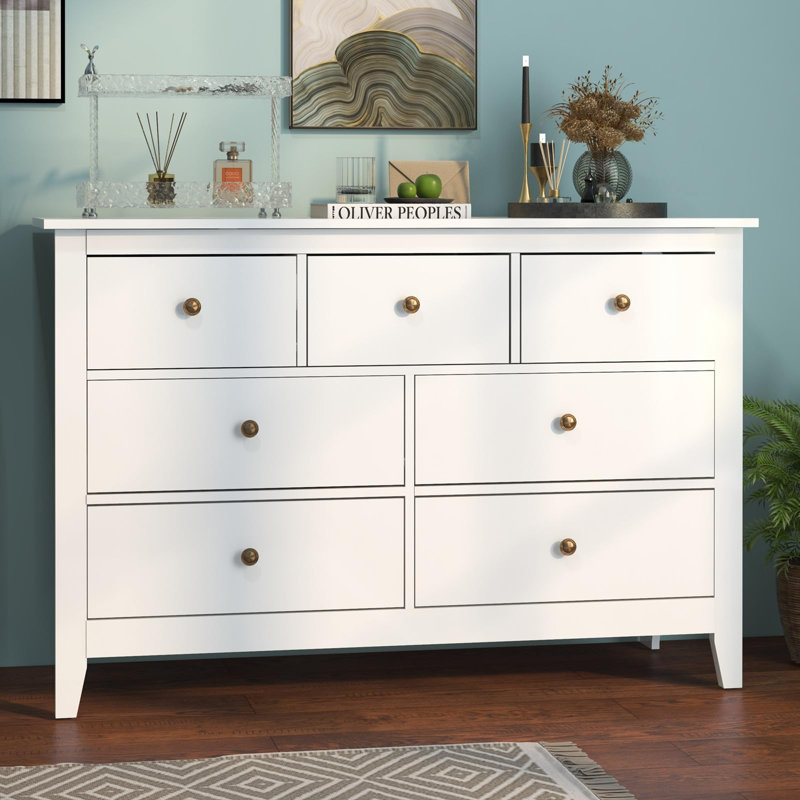 Commode 7 tiroirs Modern White, Blanc