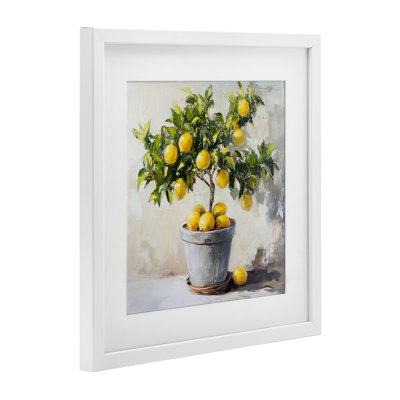 Falling Lemon Tree Framed Print Under Glass, design by Tina LeCour
