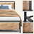 Modern Wood & Black Metal Platform Bed Frame with Sturdy Headboard-472822281-472822283