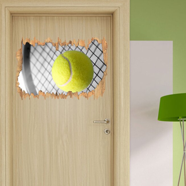 Tennis Racket with Tennis Ball Wall Sticker gray,green