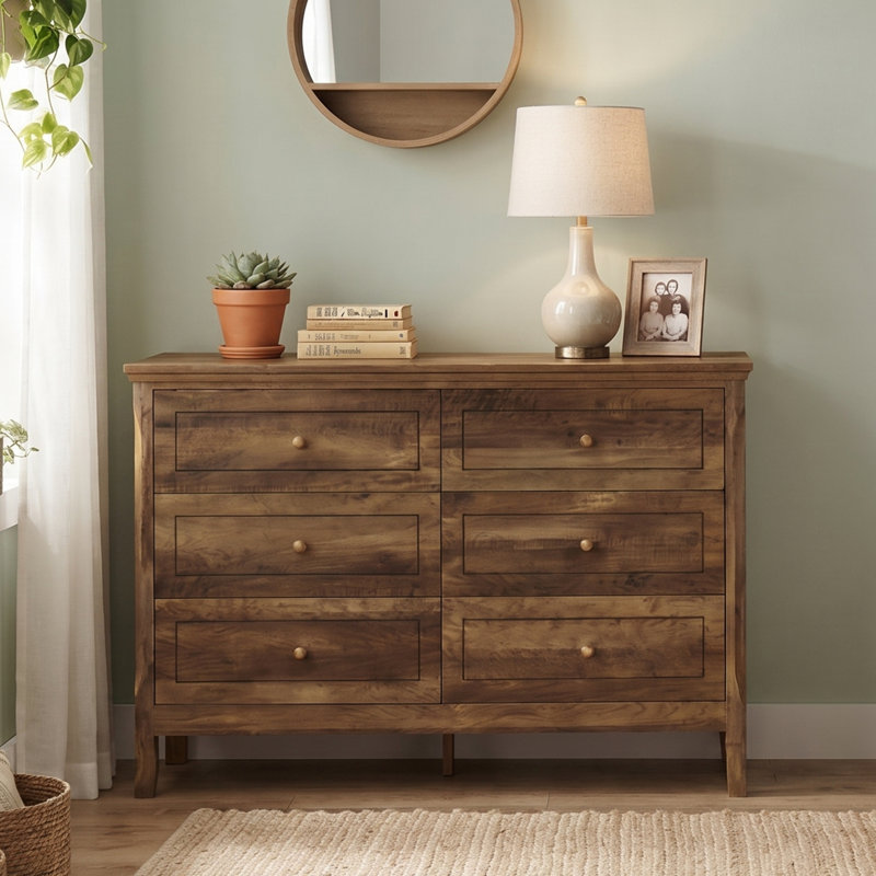 dark brown dresser nursery Porter 6 Drawer With Interlock Drawer Feature for Bedroom, 47.2″ W Modern Wide Chest of Drawers, Wood Storage Organizer for Clothes, Entryway, COLOR:Burnt Orange Assembled four new-arrivals-badge Girl Dresses Cute Birthday